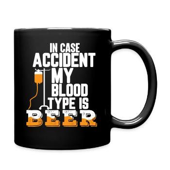 In case accident my blood type is beer - Full Colour Mug - black - Right