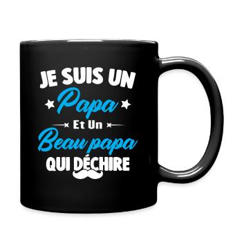 je suis un papa et beau-papa qui déchire - Mug uni - noir - Droite