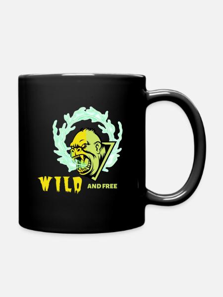 GORILLA WILD AND FREE - Full Colour Mug - black