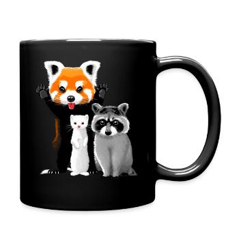 Waschbär, Frettchen und roter Panda - Tasse einfarbig - Schwarz - Rechts