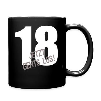 18. Geburtstag 18er 18 volljährig Geschenk - Tasse einfarbig - Schwarz - Rechts