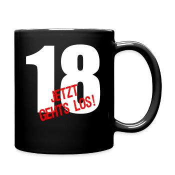 18. Geburtstag 18er 18 volljährig Geschenk - Tasse einfarbig - Schwarz - Rechts
