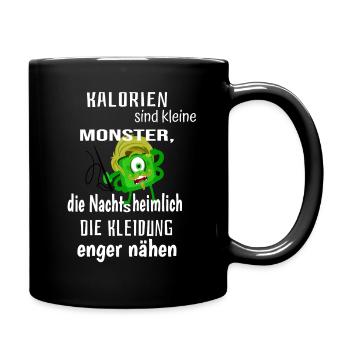 Kalorien sind kleine Monster - Tasse einfarbig - Schwarz - Rechts