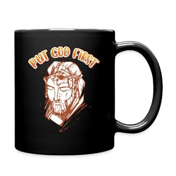 Cute Boho Put God First Positive Religious Christi - Full Colour Mug - black - Right