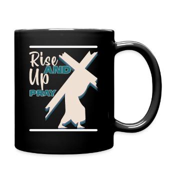 Happy Rise Up And Pray Retro Boho Religious Christ - Full Colour Mug - black - Right