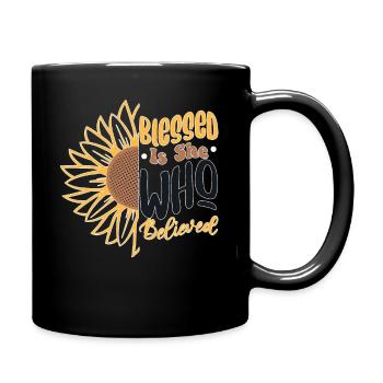 Retro Blessed Is She Who Believed Boho Religious C - Full Colour Mug - black - Right