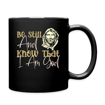Happy Be Still Fun Religious Christian Retro Vinta - Full Colour Mug - black - Right