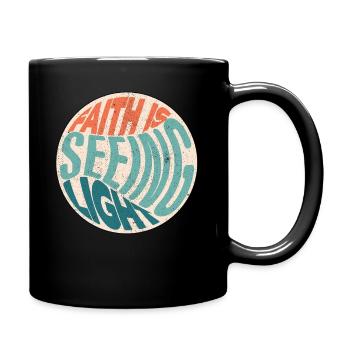 Happy Faith Boho Retro Positive Religious Christia - Full Colour Mug - black - Right