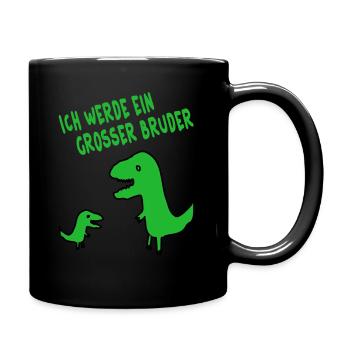 großer Bruder Dinosaurier dino Schwanger Kinder - Tasse einfarbig - Schwarz - Rechts