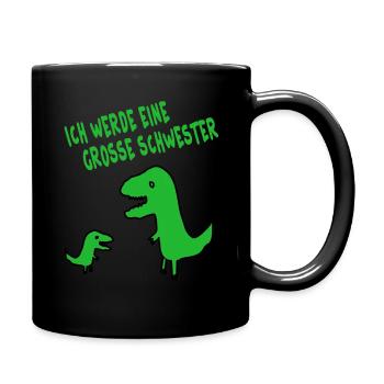 Mädchen Dino Große Schwester tochter mutter - Tasse einfarbig - Schwarz - Rechts