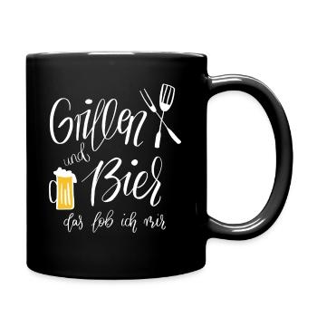Grillen und Bier das Lob ich mir - Tasse einfarbig - Schwarz - Rechts