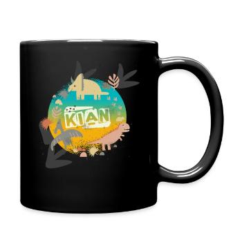 KIAN - Schöner Jungen Name mit süßen Dinosaurier - Tasse einfarbig - Schwarz - Rechts