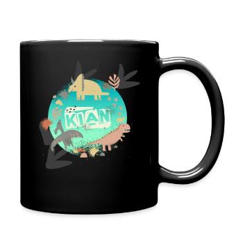 KIAN - Schöner Jungen Name mit süßen Dinosaurier - Tasse einfarbig - Schwarz - Rechts