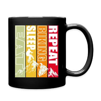 eat sleep biking repeat - Mug uni - noir - Droite