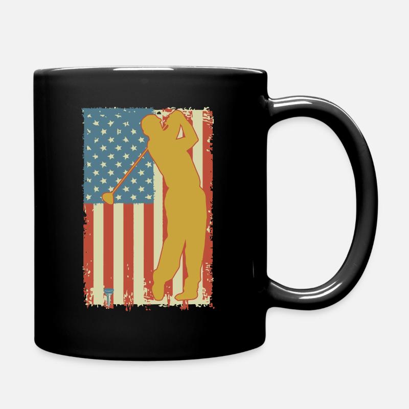 Drapeau américain de golf - Mug uni - noir
