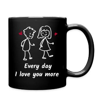Chaque jour, je t’aime de plus en plus. Amour doux - Mug uni - noir - Droite