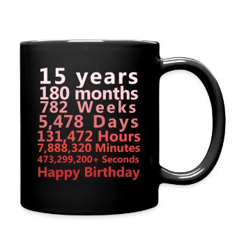 15 years Birthday | Happy birthday Sweet 15th |5th - Full Colour Mug - black - Right