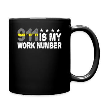 My Work Number Yellow Line Police Dispatch - Full Colour Mug - black - Right