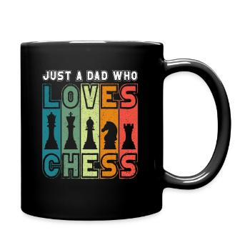 Schachspieler Schach Papa Vater Chess Dad - Tasse einfarbig - Schwarz - Rechts