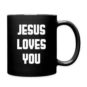 Jesus Loves You - Full Colour Mug - black - Right