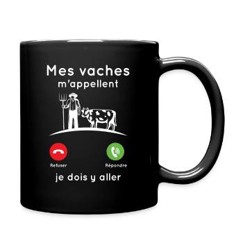 Mes vaches m'appellent, Agriculteur humour cadeau - Mug uni - noir - Droite