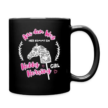 Hobby Horsing Girl Horses Reiten Springen Dressur - Tasse einfarbig - Schwarz - Rechts