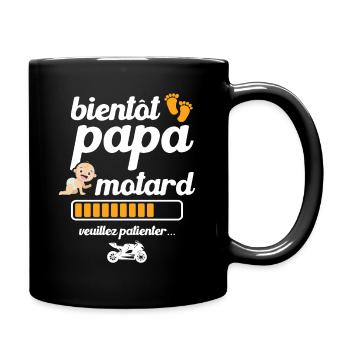 Bientôt papa motard - Mug uni - noir - Droite
