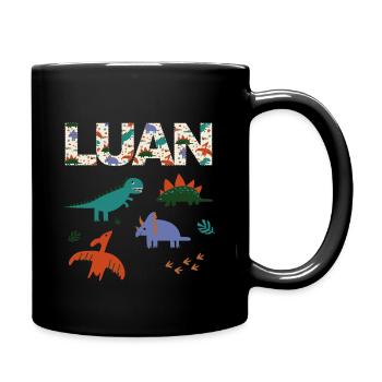 LUAN - Beautiful boy name with cute dinosaurs - Full Colour Mug - black - Right