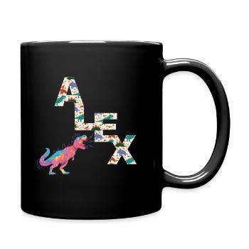 ALEX - Beautiful boy name with cute dinosaurs - Full Colour Mug - black - Right