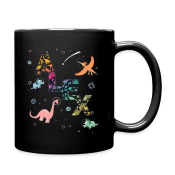 ALEX - Beautiful boy name with cute dinosaurs - Full Colour Mug - black - Right