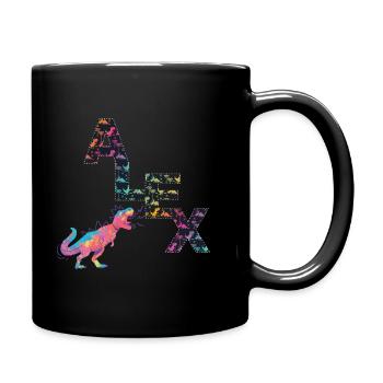 ALEX - Beautiful boy name with cute dinosaurs - Full Colour Mug - black - Right