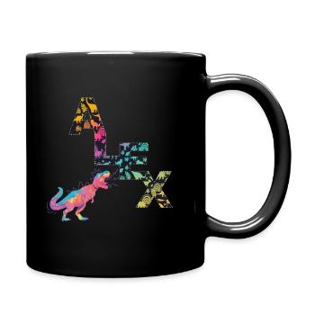 ALEX - Beautiful boy name with cute dinosaurs - Full Colour Mug - black - Right