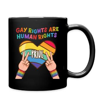 Homosexuellenrechte sind Menschenrechte - Tasse einfarbig - Schwarz - Rechts