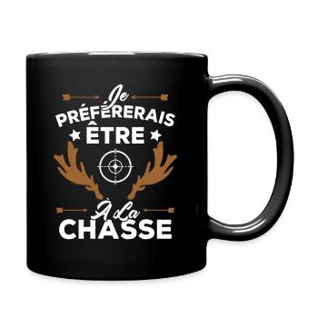 Je préférerais être à la chasse, Cadeau Chasseur - Mug uni - noir - Droite