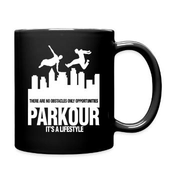 There Are No Obstacles Only Opportunities Free Run - Full Colour Mug - black - Right