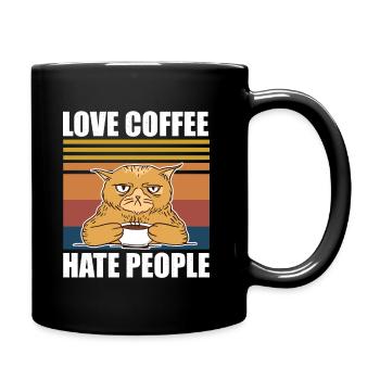 Aimer le café Détester les gens Drôle de chat - Mug uni - noir - Droite