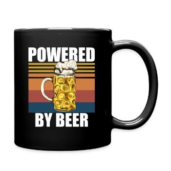 Powered By Beer - Tasse einfarbig - Schwarz - Rechts