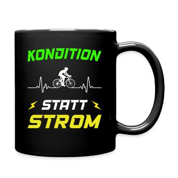 Kondition statt Strom Vintage Radfahrer - Tasse einfarbig - Schwarz - Rechts