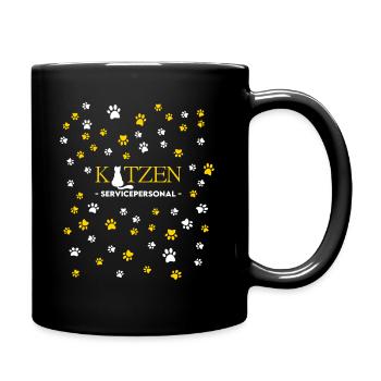 Katzen Servicepersonal Pfoten Abdrücke - Tasse einfarbig - Schwarz - Rechts