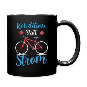Kondition statt Strom Vintage Fahrrad fahren - Tasse einfarbig - Schwarz - Rechts