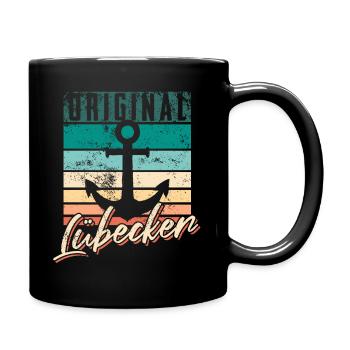 Original Lübecker - Lübeck Hansestadt Anker - Tasse einfarbig - Schwarz - Rechts