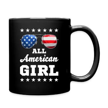 American Girl 4 juillet Femmes Filles Enfants Drapeau américain - Mug uni - noir - Droite