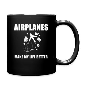 Flugzeug Pilot Spruch Geschenk - Tasse einfarbig - Schwarz - Rechts