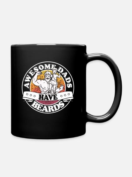 Awesome dads have beards - Full Colour Mug - black
