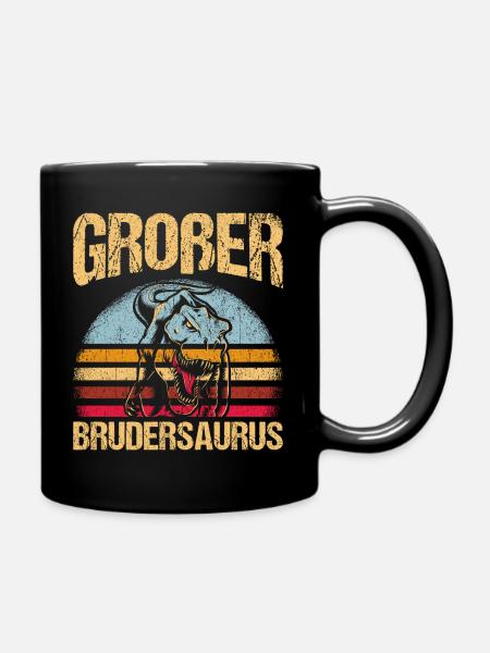 Großer Bruder Geschenk Brudersaurus T-Rex Dino - Tasse einfarbig - Schwarz