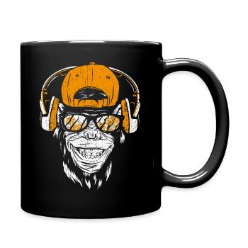Monkey DJ mit Kopfhörer und Sonnenbrille Geschenki - Tasse einfarbig - Schwarz - Rechts