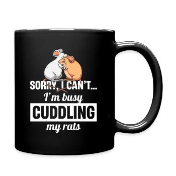 Rat Cuddling Pet Owner Rodent Rat Lovers - Tasse einfarbig - Schwarz - Rechts