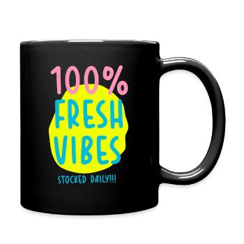 100% Fresh Vibes Stocked Daily 90s Style - Full Colour Mug - black - Right