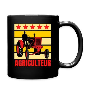 agriculteur tracteur rétro jaune et rouge - Mug uni - noir - Droite