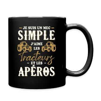 Un Mec Simple J'aime Les Tracteurs Et Les Apéros - Mug uni - noir - Droite